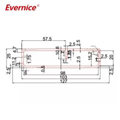 127*25mm-L Aluminium extruded adjustable adapter extrusion enclosures metal