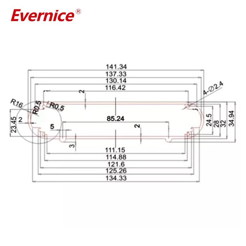 141*35mm-L Industrial Aluminum Box Beautiful Enclosure Project Case Extruded Aluminum Electrical Circuit Board Housing