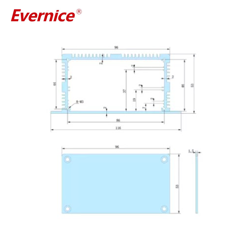 116*53mm-L rack mount electronic enclosures aluminum electrical box