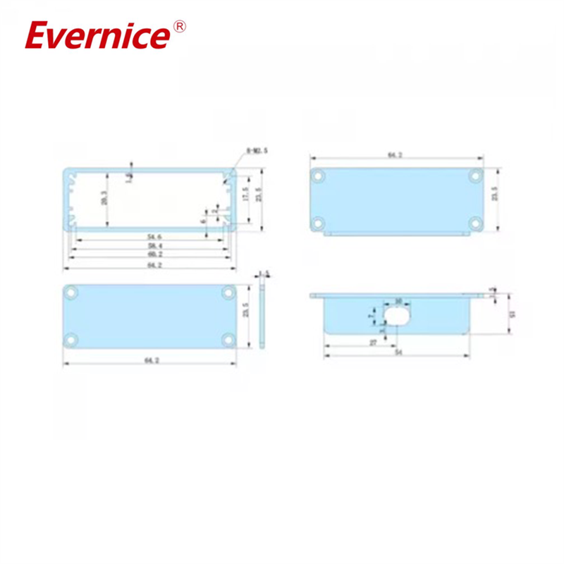 64*23.5mm-L aluminum enclosure small aluminum cabinet powder coating housing