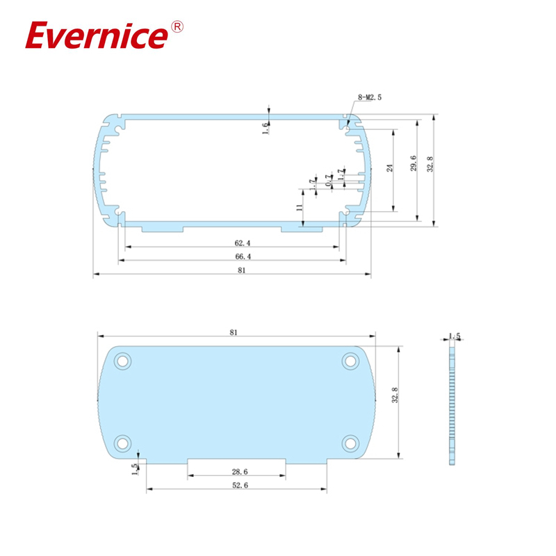 80*35mm-L Custom Electronics Aluminum Extruded Enclosure Aluminum Extrusion Box