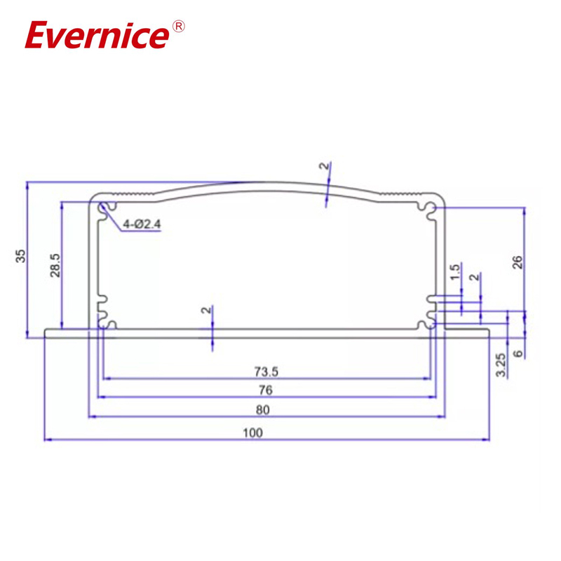 100*35mm-L Custom Aluminum Extrusion Case Electronic Box Aluminum Extruded Pcb Enclosure