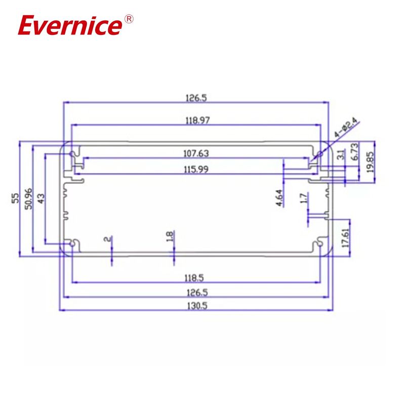 130*56mm-L Customized Electronic Extruded Aluminum Profile Enclosure Case