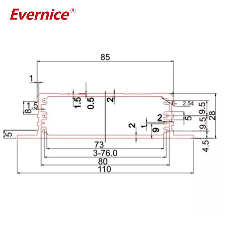 110*28mm-L Customized Wall Mount Anodized Aluminum Case Box Extruded Aluminum Profile Electronic Device Enclosure