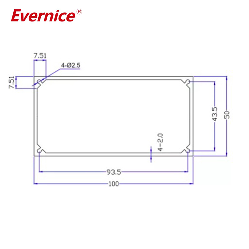 100*50mm-L Custom Extruded Electronic Aluminum Profile Enclosure Distribution Device Housing Box