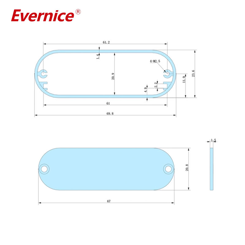 69.8*23.6mm-L Aluminum Instrument Housing Diy Boxes For Mini Amplifier Chassis Electric Enclosure