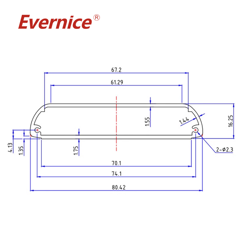 80.5*16.5mm-L Aluminium Electrical Instrument Pcb Box