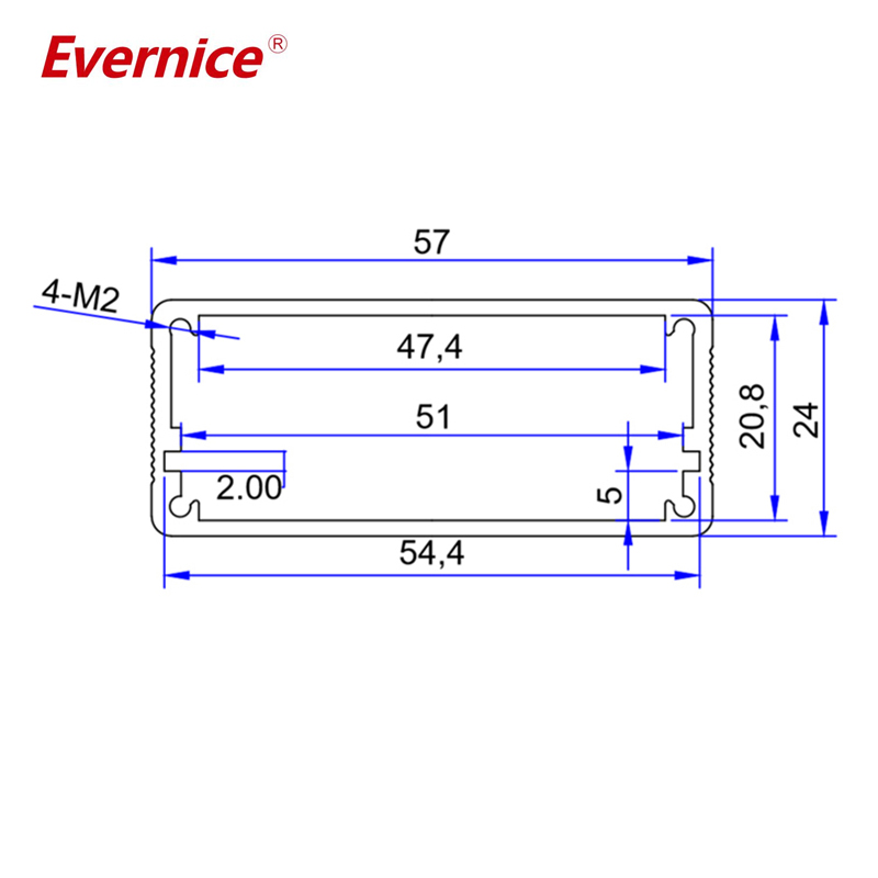 57*28mm-L Diy Split Extruded Aluminum Enclosure Electronic Junction Box