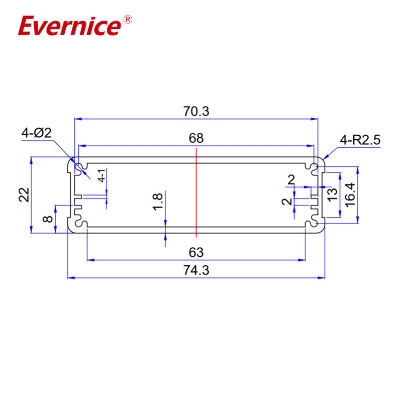 74*22mm-L Extruded Electronics Pcb Aluminum Box Enclosure