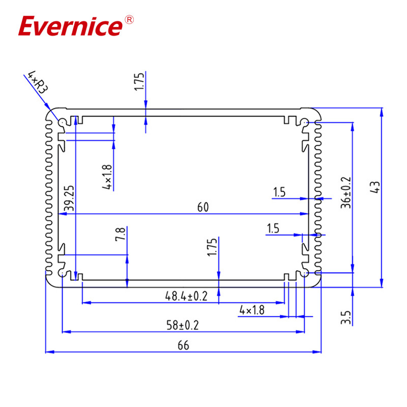 66*43mm-L Aluminum Enclosure Case DIY Extruded Electronic Project Box