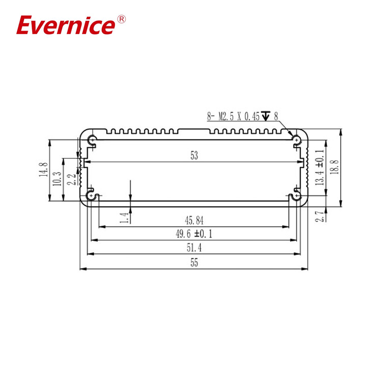 55*19-Lmm high quality anodized extruded aluminum transmitter enclosure