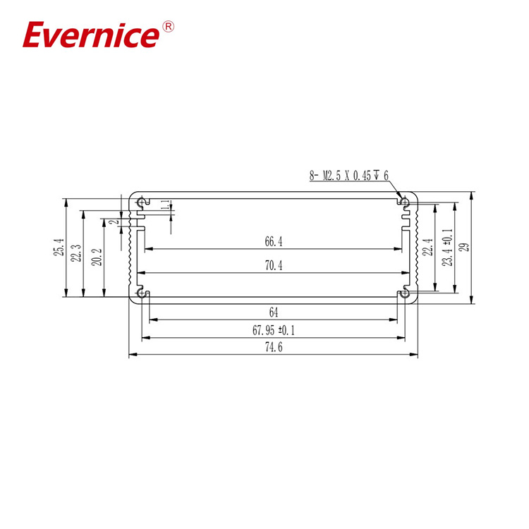 74*29mm-L CNC Machining Anodized Aluminum Enclosure box metal electronics instrument enclosures PCB enclosure