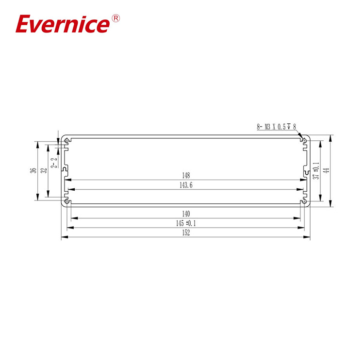 anodized extruded aluminum box electronics junction box 152*44mm-L