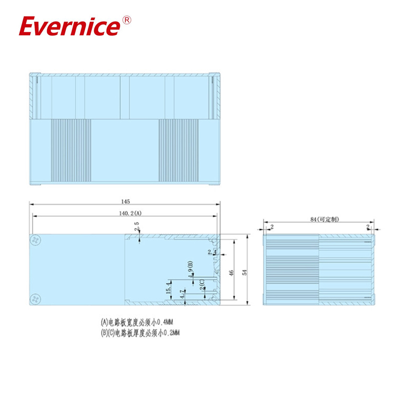 145*54mm-L Custom Extruded Aluminium Enclosures Electronics Device Box Aluminum Case