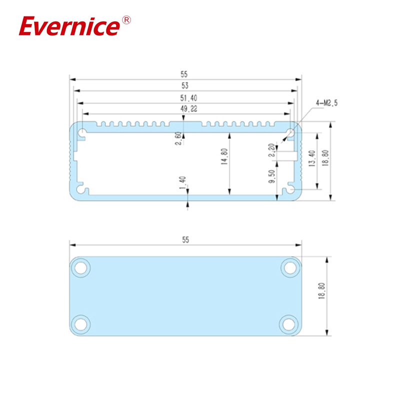 55*19mm-L Aluminum Electronic Box Instrument Meter Enclosure Case