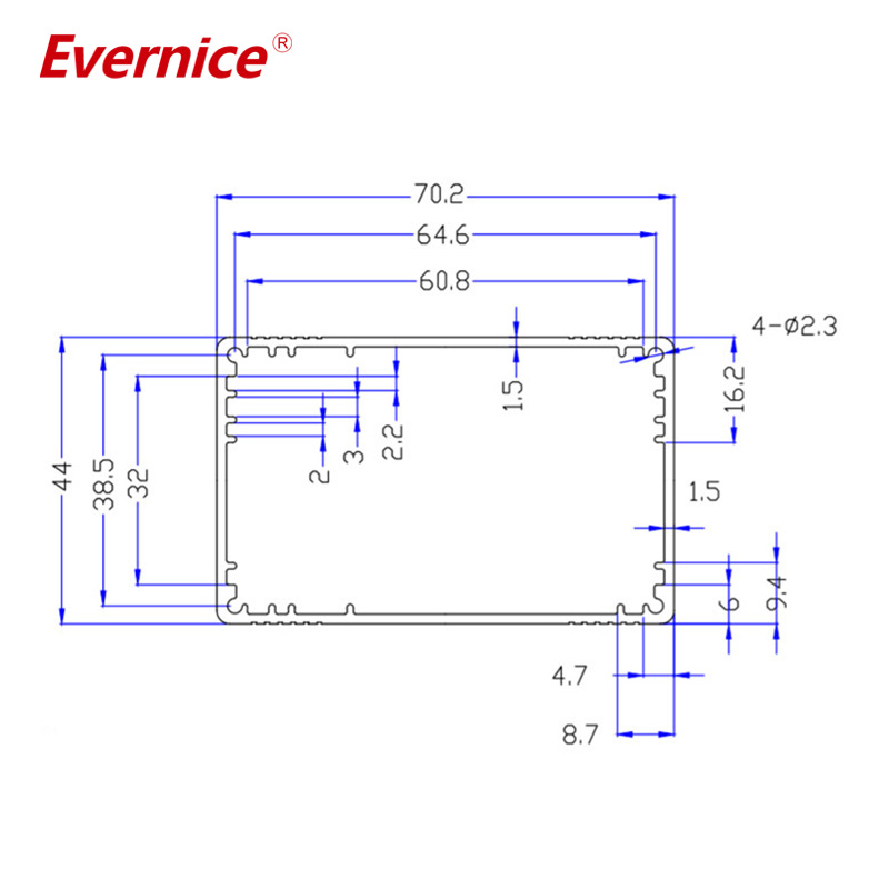 70*44mm-L aluminum rectangular tubing junction box aluminum electronic project enclosure aluminium case diy
