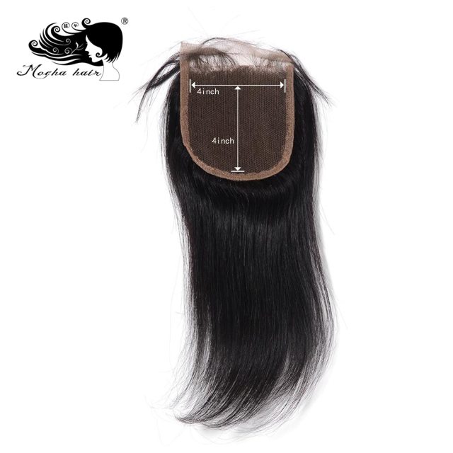 Mocha Hair 4"X 4" Lace Closure Brazilian Virgin Straight Hair  Free Part  8inch-18inch