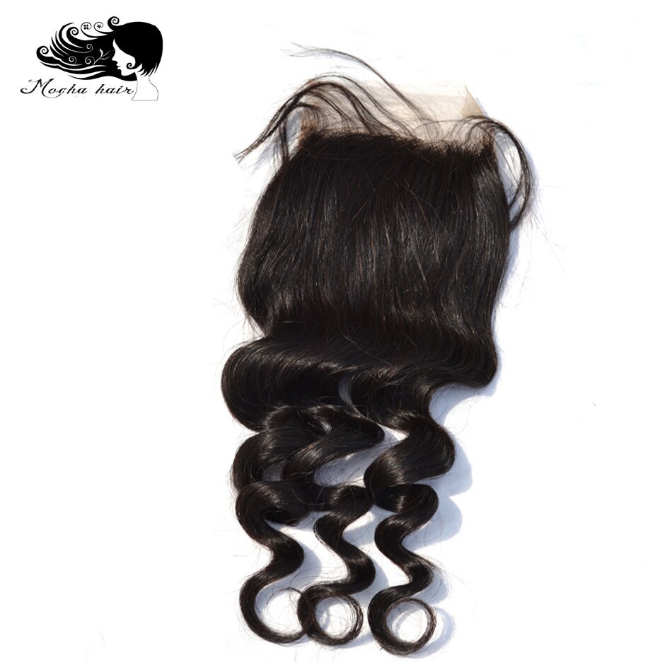 Mocha Hair Lace Closure 4"X 4" Free Part  100%  Human Hair  Brazilian Virgin Hair Loose  Wave