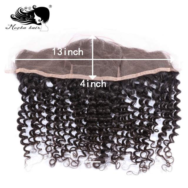 Mocha Hair Brazilian Virgin Hair Deep Wave Lace Frontal Closure 13*4 Bleached Knot 100% Human Hair Natural color