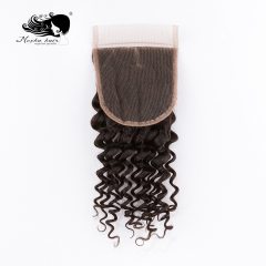 Mocha Hair Deep Wave  Lace Closure 4"X 4" Brazilian Virgin Hair Free Part 10inch-18inch