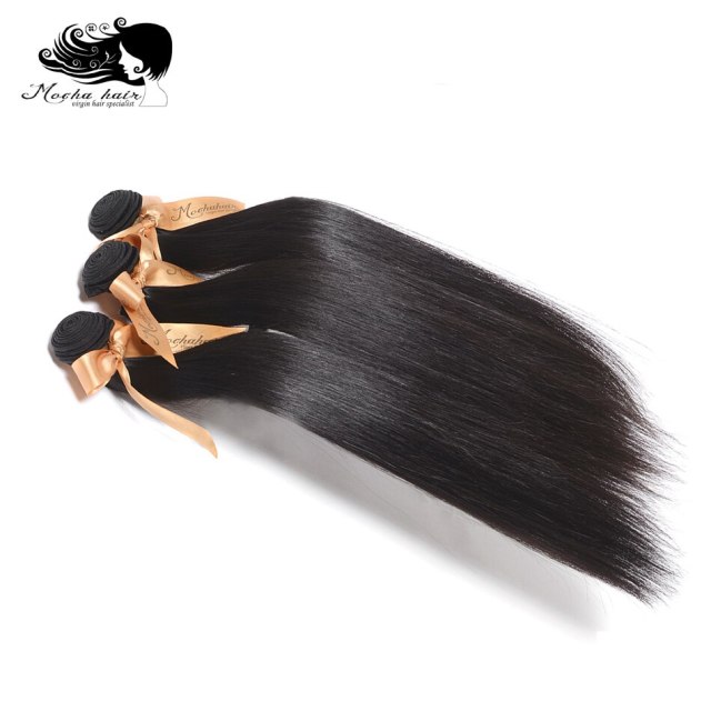 MOCHA Hair 10A Brazilian Straight Virgin Hair 3pcs with 1pcs Lace Frontal Closure 13*4 Bleached Knot 100% Human Hair
