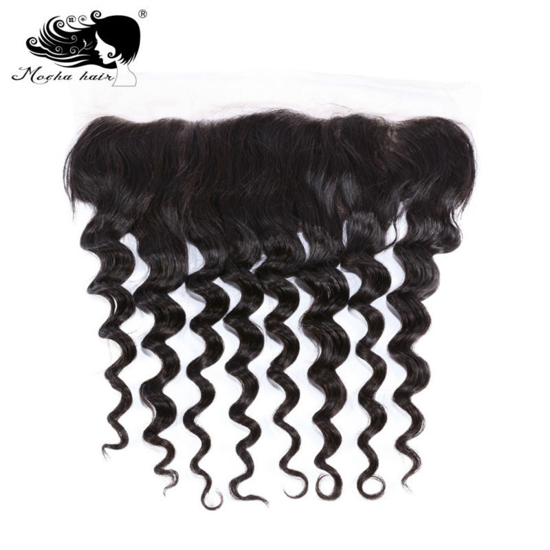 Mocha Hair 13*4 Lace Frontal Closure Loose Wave  Brazilian Virgin Hair Bleached Knot 100% Human Hair Natural color