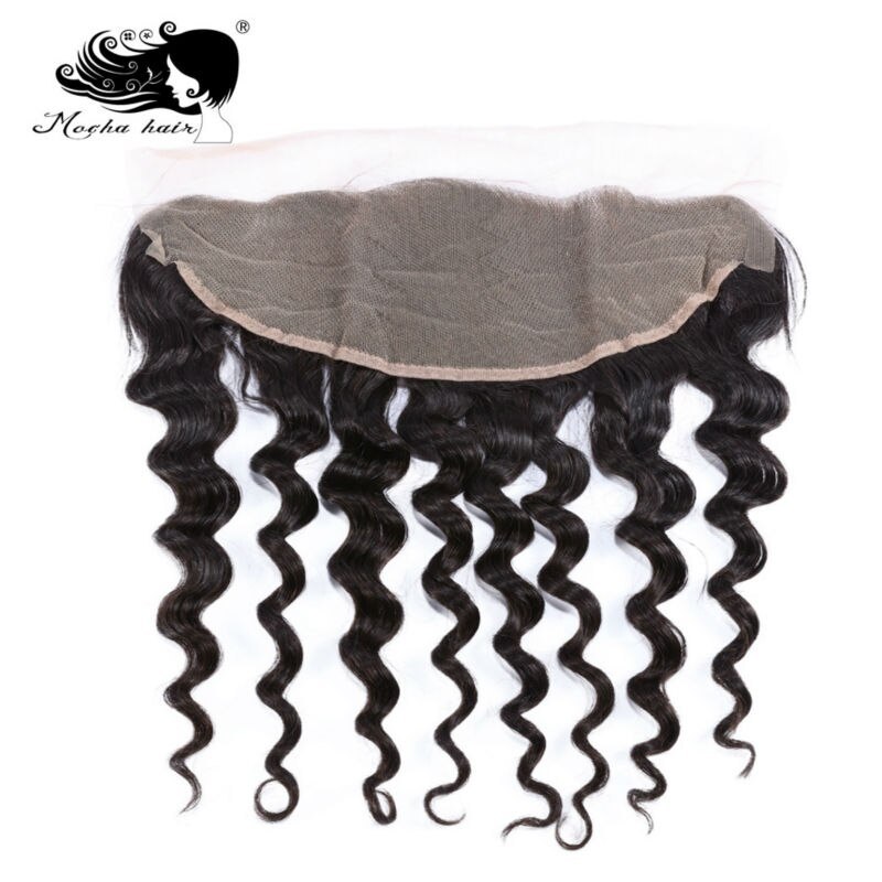Mocha Hair 13*4 Lace Frontal Closure Loose Wave  Brazilian Virgin Hair Bleached Knot 100% Human Hair Natural color