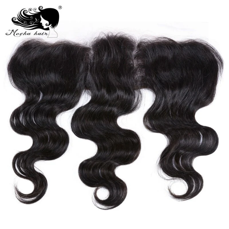 Mocha Hair Lace Frontal Closure 13X4  Brazilian Virgin Hair Body Wave Nature Color  100% Human Hair