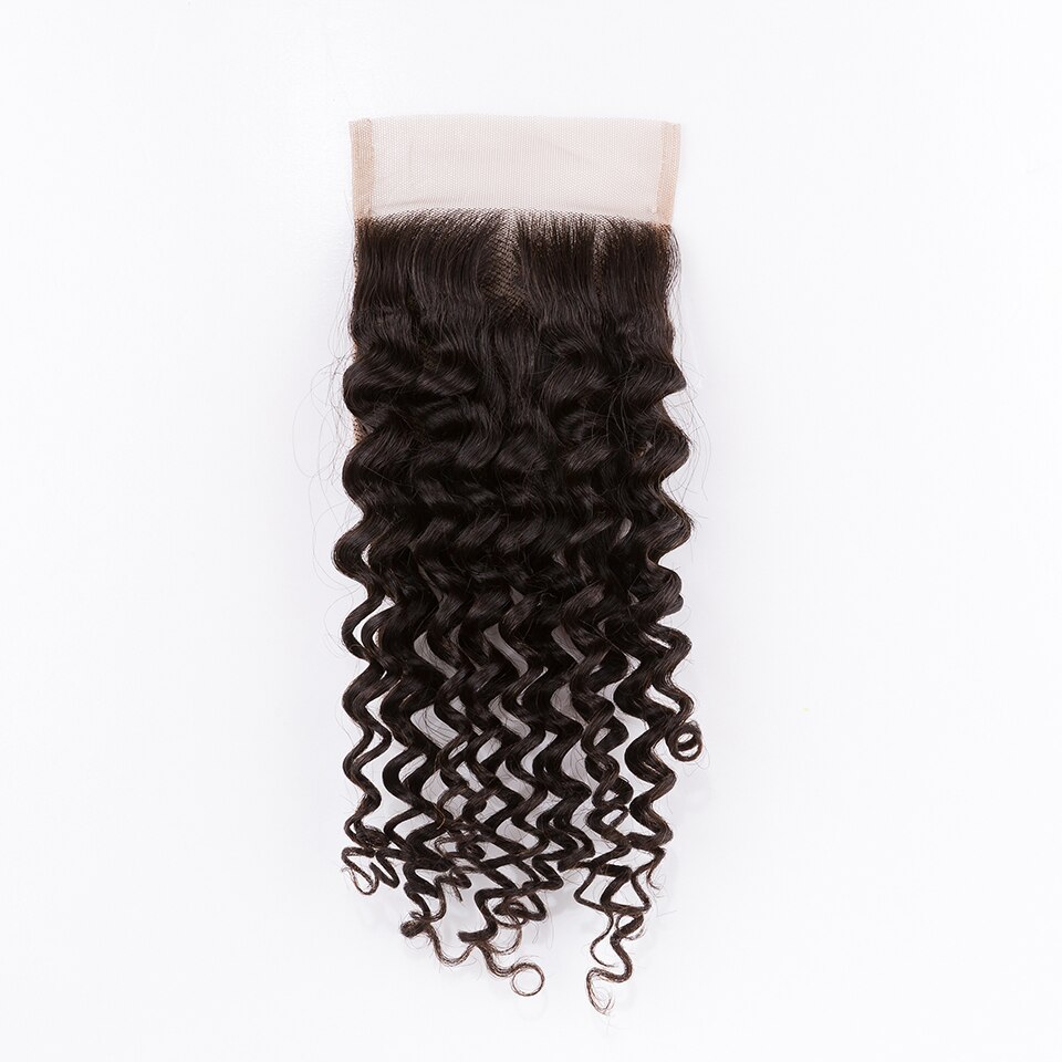 Mocha Hair Deep Wave  Lace Closure 4"X 4" Brazilian Virgin Hair Free Part 10inch-18inch