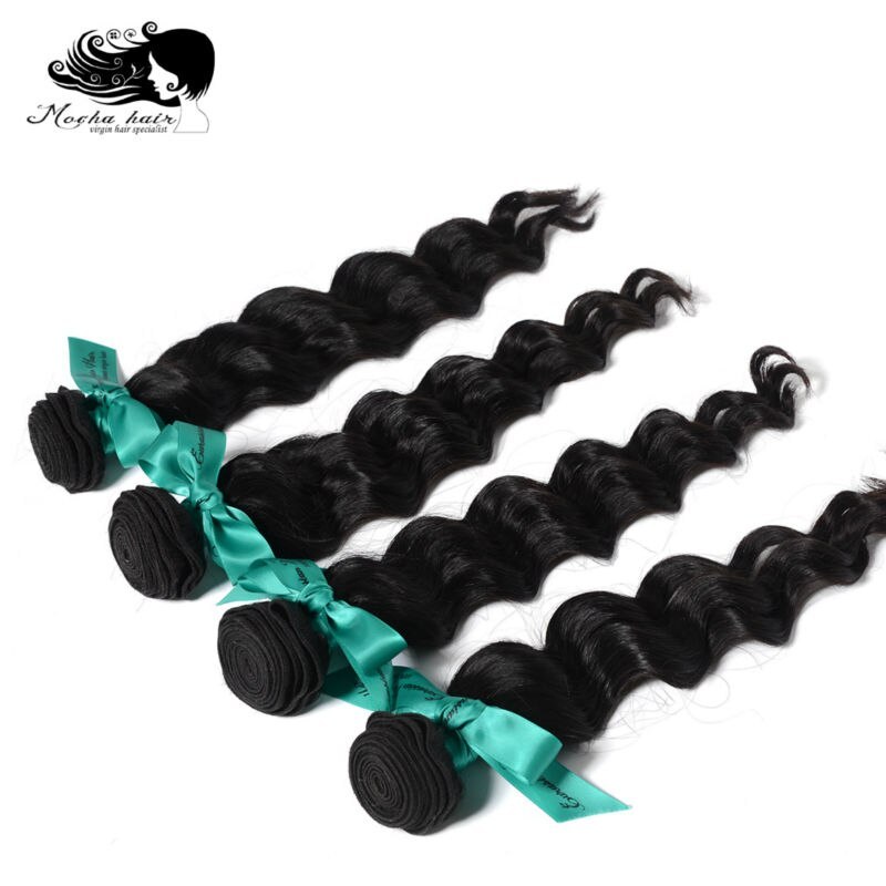 Mocha Hair 10A European Virgin Hair  Loose Wave 12"-28" 100% Human Unprocessed Hair Weft Natural Color