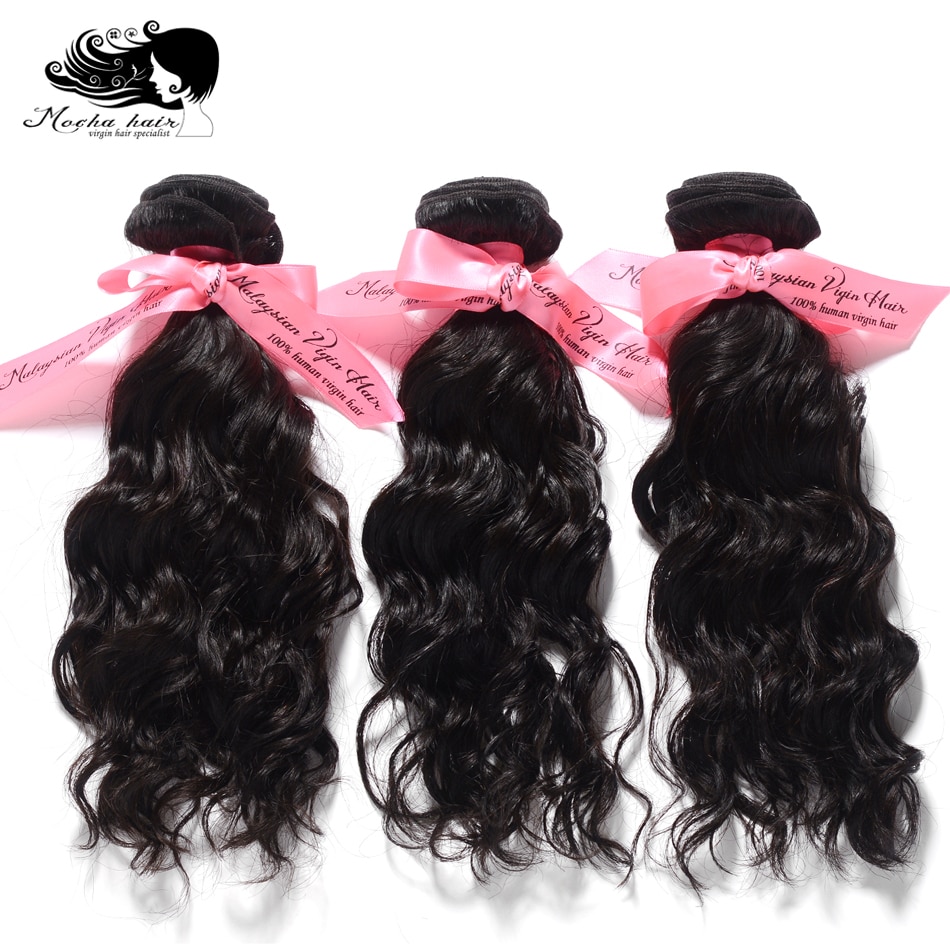 Mocha Hair 3 Bundles Natural Water Wave Malaysian Virgin Hair extension 10A  Nature Color 12“-26” 100% Human Hair Weaves