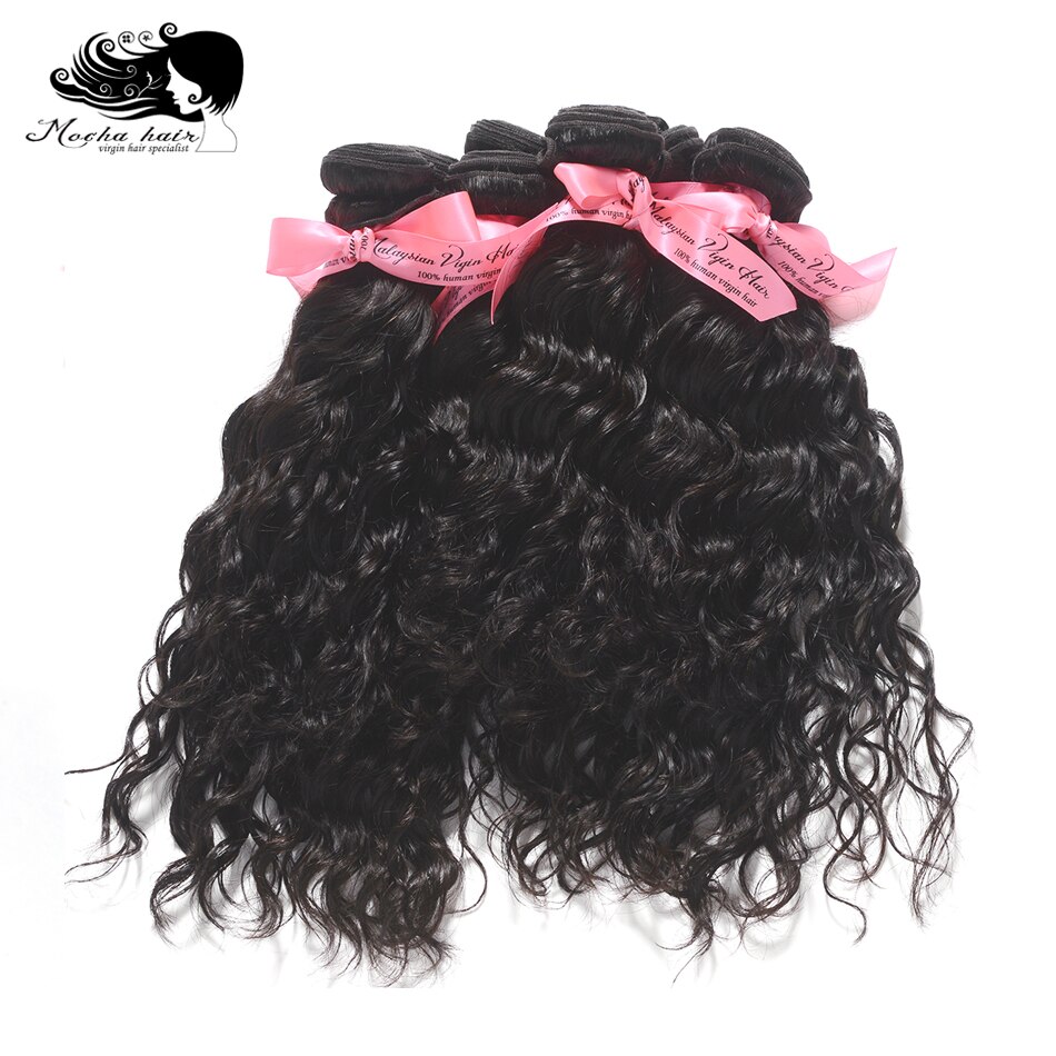Mocha Hair 3 Bundles Natural Water Wave Malaysian Virgin Hair extension 10A  Nature Color 12“-26” 100% Human Hair Weaves