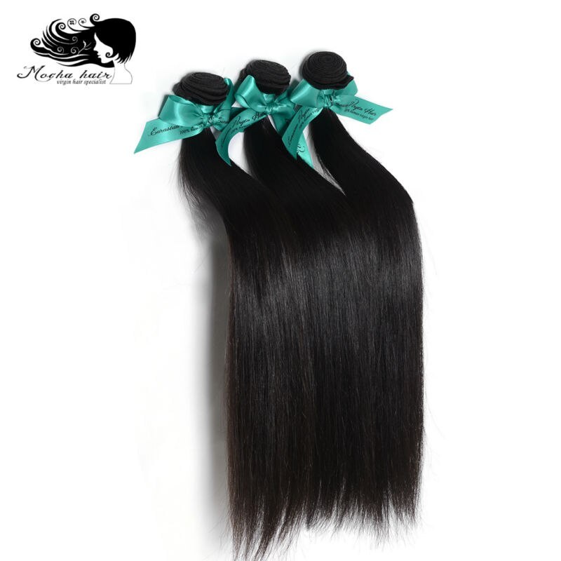Mocha Hair 10A European Straight  Virgin Hair  extension 8"-28" 100% Unprocessed Hair Weft   Nature Color