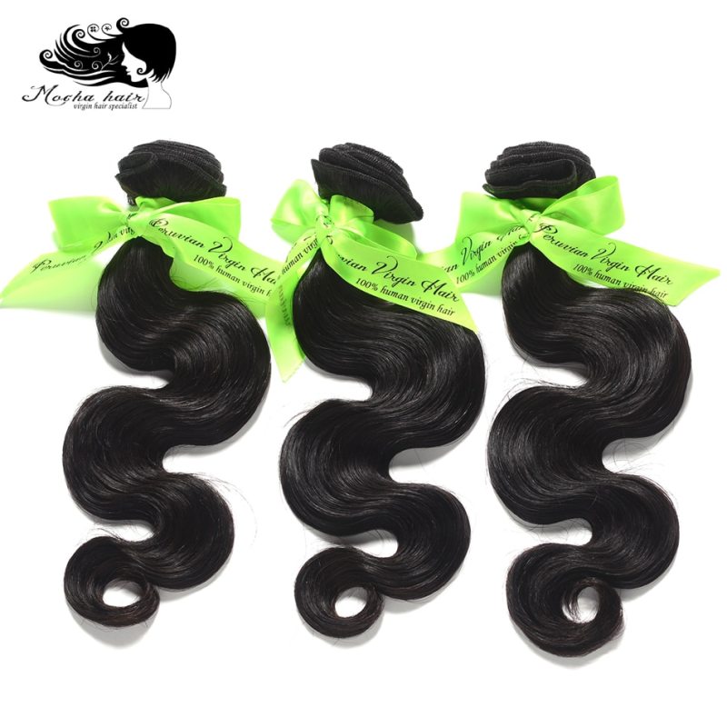 MOCHA Hair 10A Peruvian Virgin Hair Body Wave  3 Bundles  100% Unprocessed Human Hair Extension Free Shipping  Natural Color