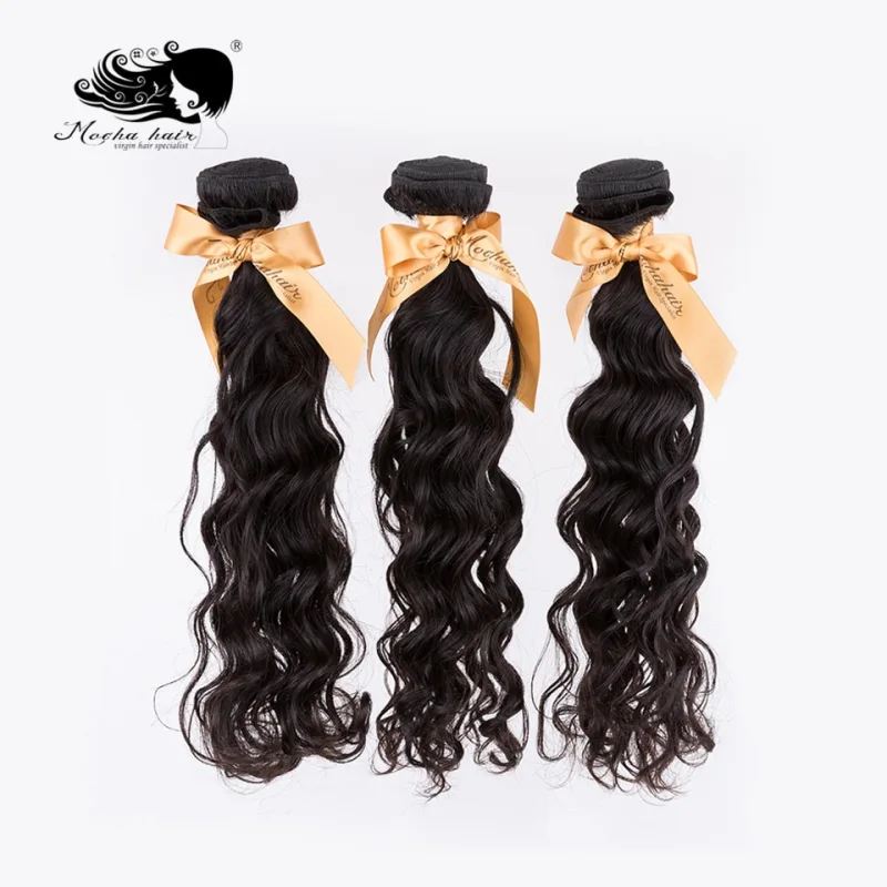 MOCHA Hair 3 Bundles 10A Brazilian Virgin Hair Weave Bundles Natural Wave 100% Unprocessed Human Hair Extension  Free Shipping