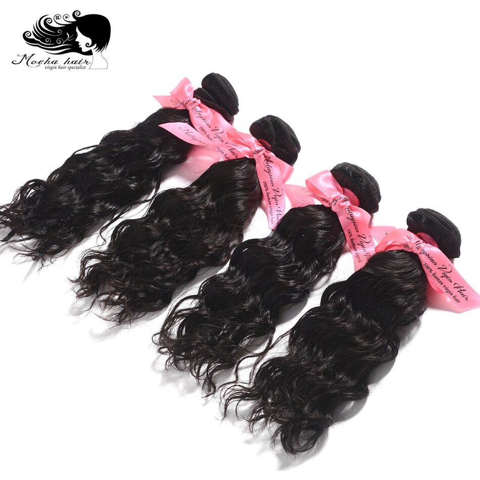 Mocha Hair 3 Bundles Natural Water Wave Malaysian Virgin Hair extension 10A  Nature Color 12“-26” 100% Human Hair Weaves