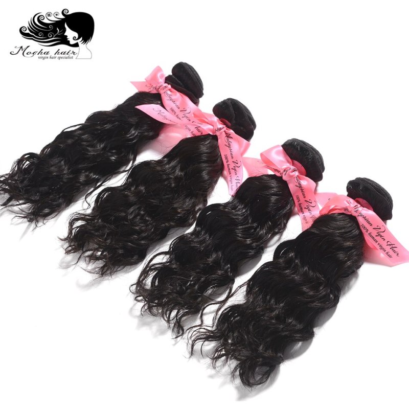 Mocha Hair 3 Bundles Natural Water Wave Malaysian Virgin Hair extension 10A  Nature Color 12“-28” 100% Human Hair Weaves