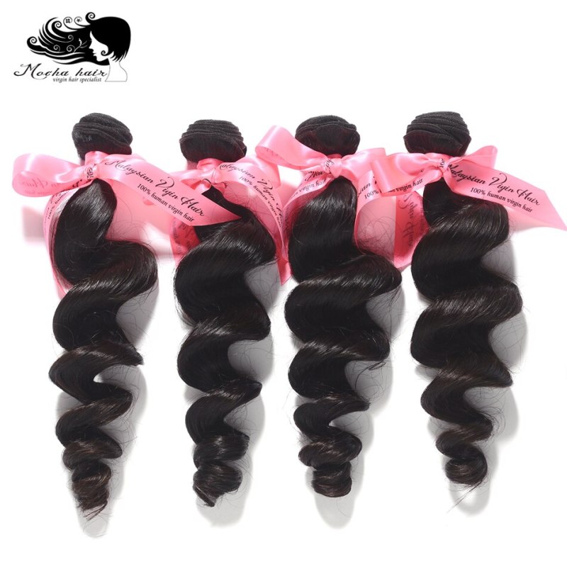 Mocha Hair 10A Malaysia Virgin Hair extension Loose Wave 12"-28" Nature Color  100% Human Hair Weaves