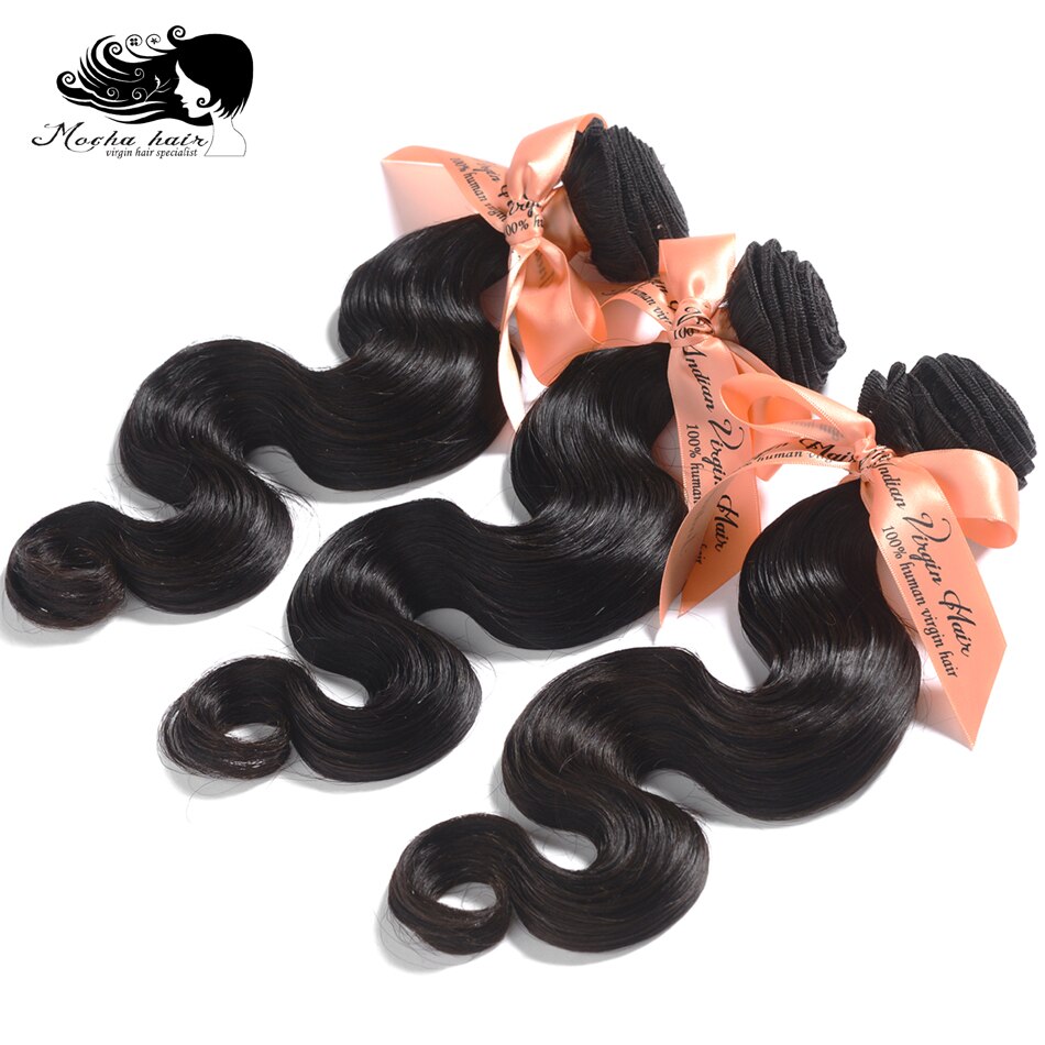 Mocha Hair Body Wave 10A Indian Virgin Hair  extension 12inch-26inch Nature Color  100% Human Hair Weaves