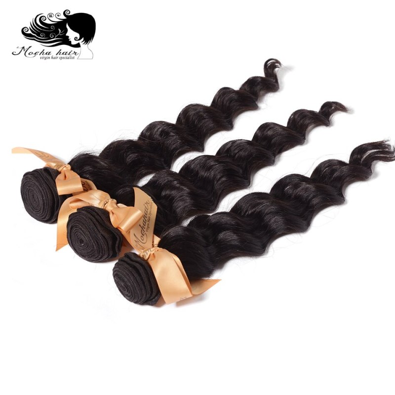 MOCHA Hair 3 Bundles 10A Brazilian Virgin Hair Loose Wave 12"- 28" 100% Unprocessed Human Hair Extension Natural Color