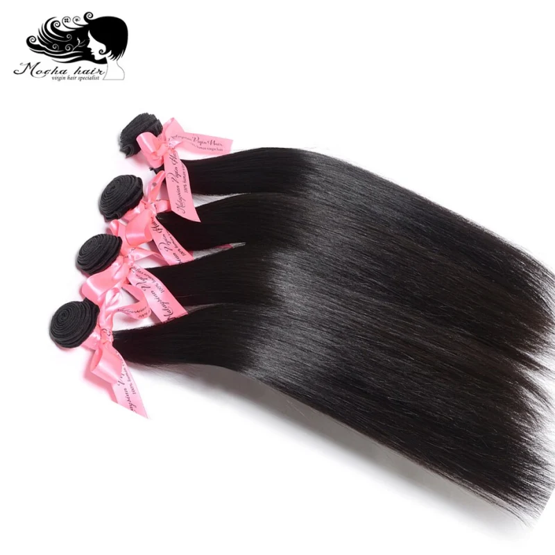 Mocha Hair 10A Malaysia Virgin Straight  Hair  extension  8"-28" Nature Color  100%  Unprocessed Human Hair Weaves