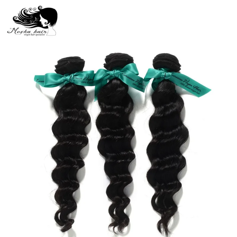 MOCHA Hair 3 Bundles 10A European Virgin Hair Loose Wave 12"- 28" 100% Unprocessed Human Hair Extension Natural Color