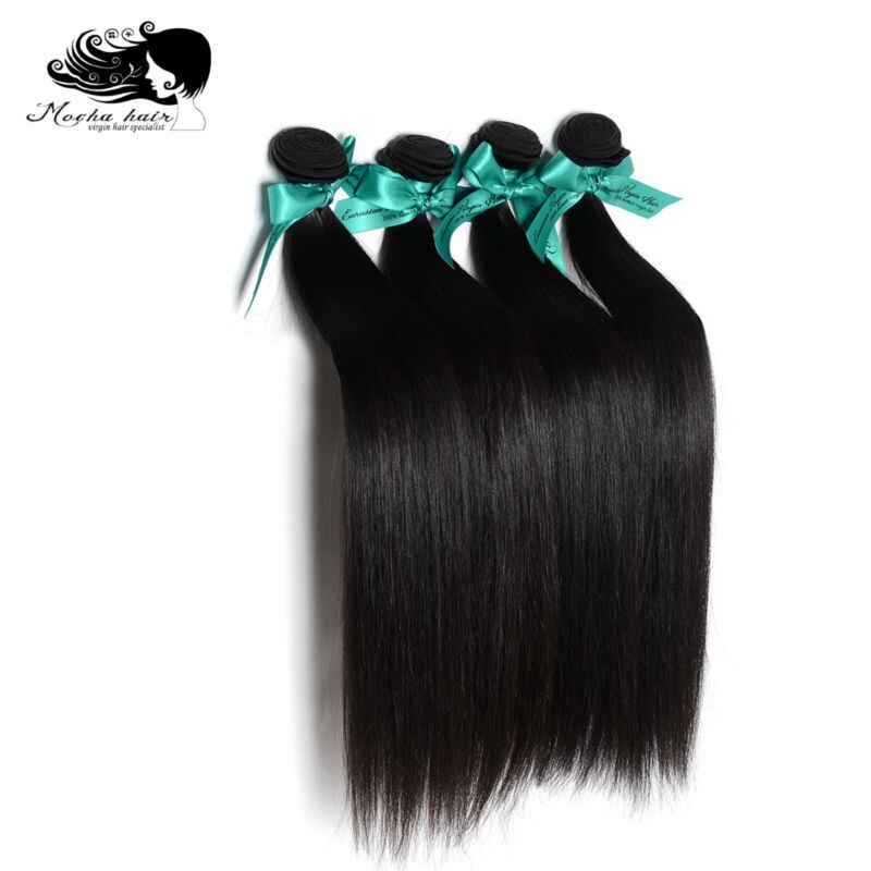 Mocha Hair 10A European Straight  Virgin Hair  extension 8"-28" 100% Unprocessed Hair Weft   Nature Color