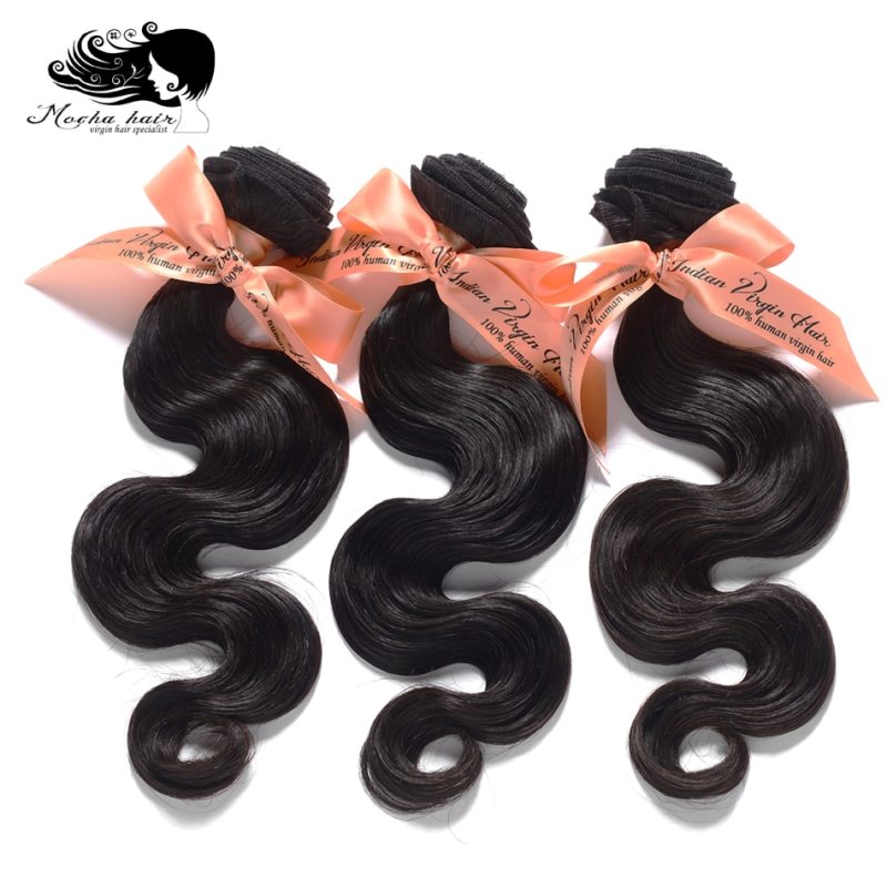 MOCHA Hair 10A  Indian Virgin Hair Body Wave 3 Bundles10"-26"100% Unprocessed Human Hair Extension Natural Color Free Shipping