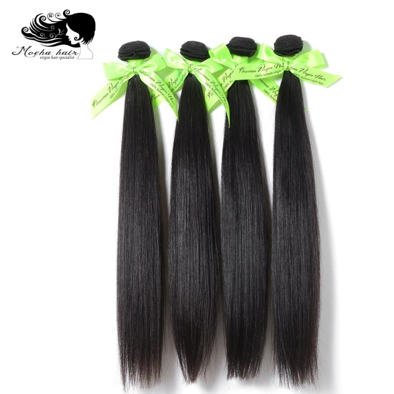 MOCHA Hair 100% Unprocessed 10A Peruvian virgin hair Straight human hair 8"-20"  4 Bundle hair extension natural color