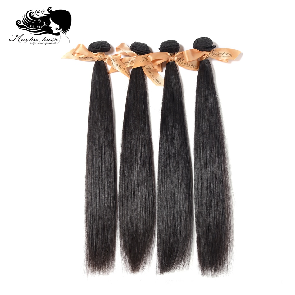 MOCHA Hair 100% Unprocessed 10A Brazilian virgin hair Straight human hair 8"-26"  4 Bundle hair extension natural color
