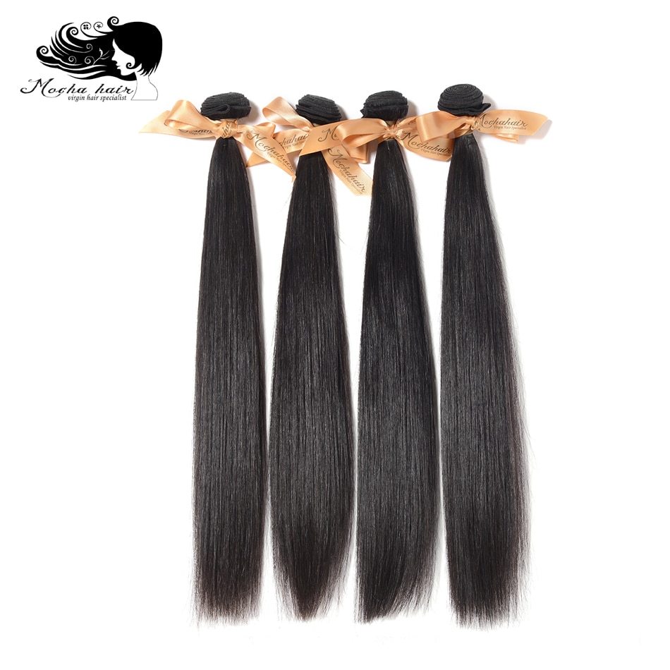 MOCHA Hair 100% Unprocessed 10A Brazilian virgin hair Straight human hair 8"-26"  4 Bundle hair extension natural color