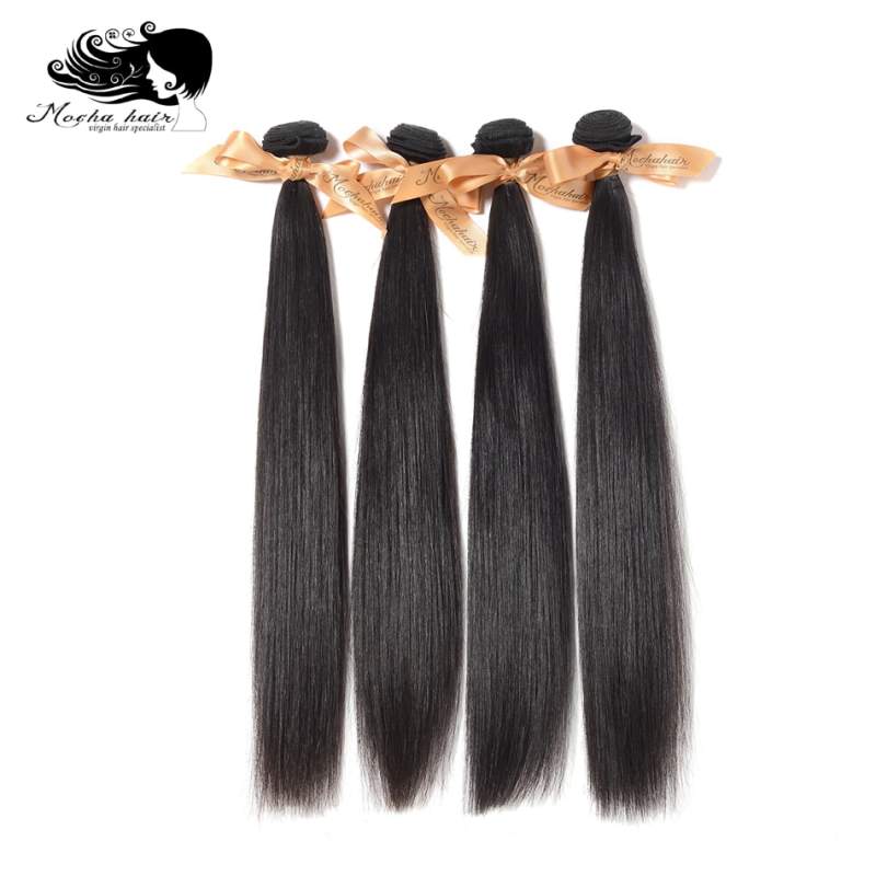 MOCHA Hair 100% Unprocessed 10A Brazilian virgin hair Straight human hair 8"-26"  4 Bundle hair extension natural color