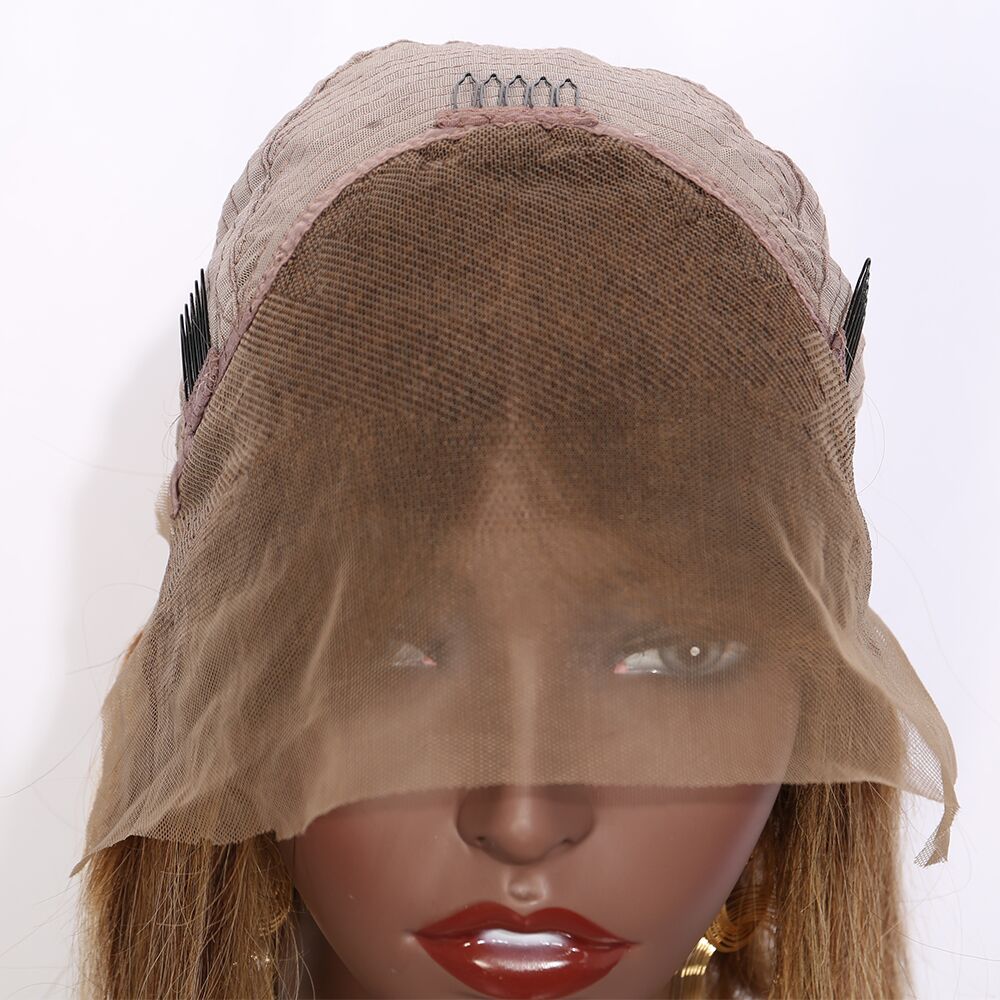 Mochahair Short Bob Ombre 4/27 Color Straight Hair Lace Front  Wigs Brazilian Remy Hair Pre-Plucked Wigs Middle Ratio 8”-16"