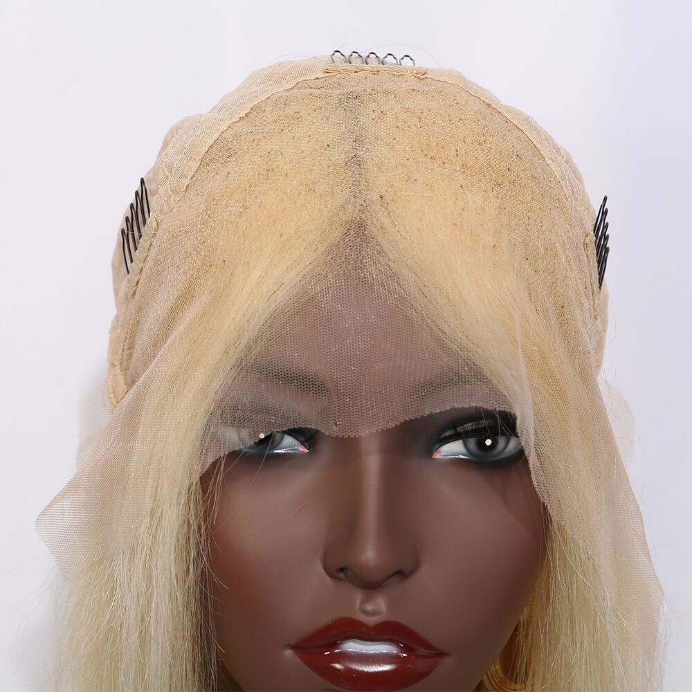 Mocha Hair Human Hair  Lace Front Wigs Pre Plucked Natural Hairline With Baby Hair #613 BoBo Straight Brazilian Remy  Hair Wigs